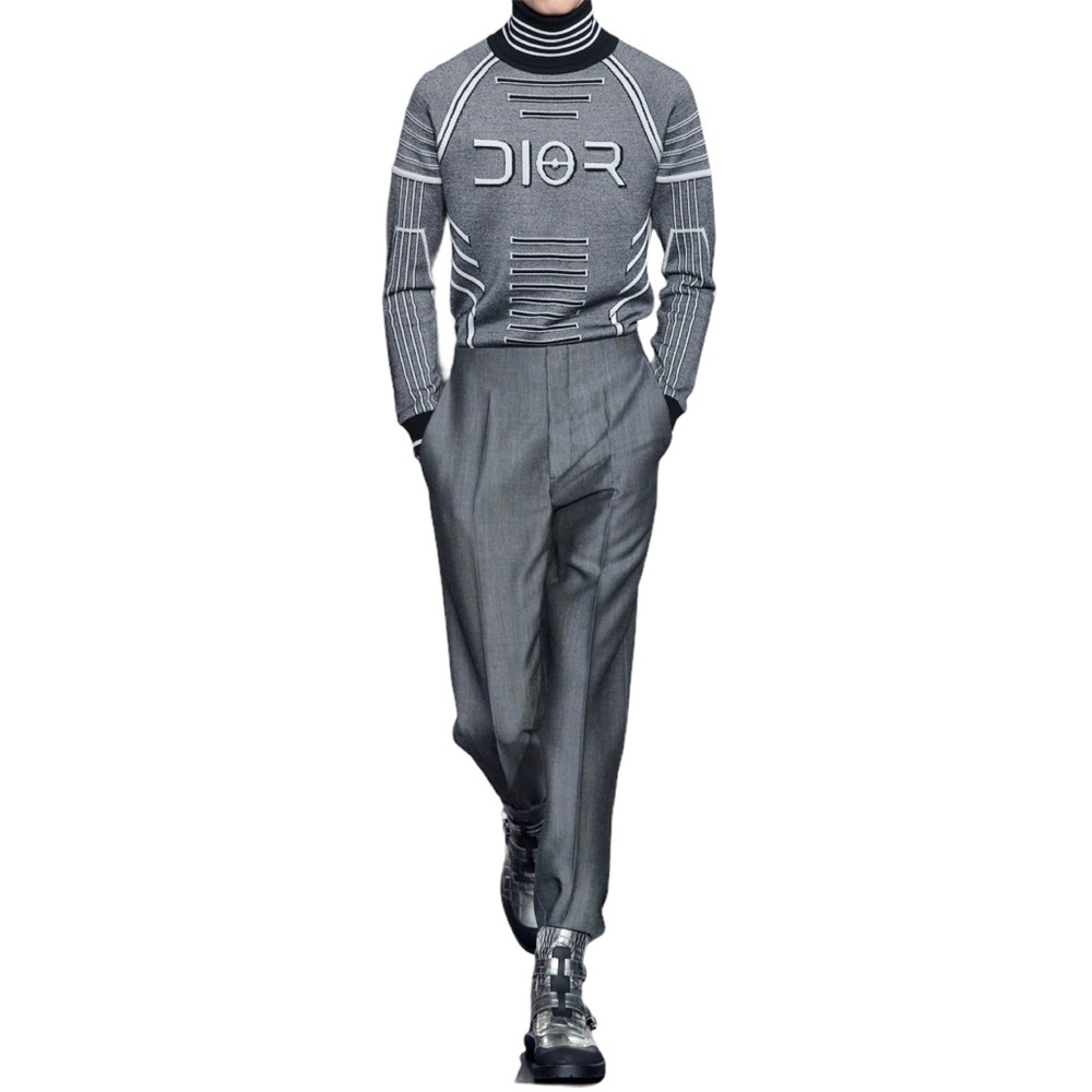 DIOR X SORAYAMA GRAY LOGO TURTLENECK SWEATER SIZE S